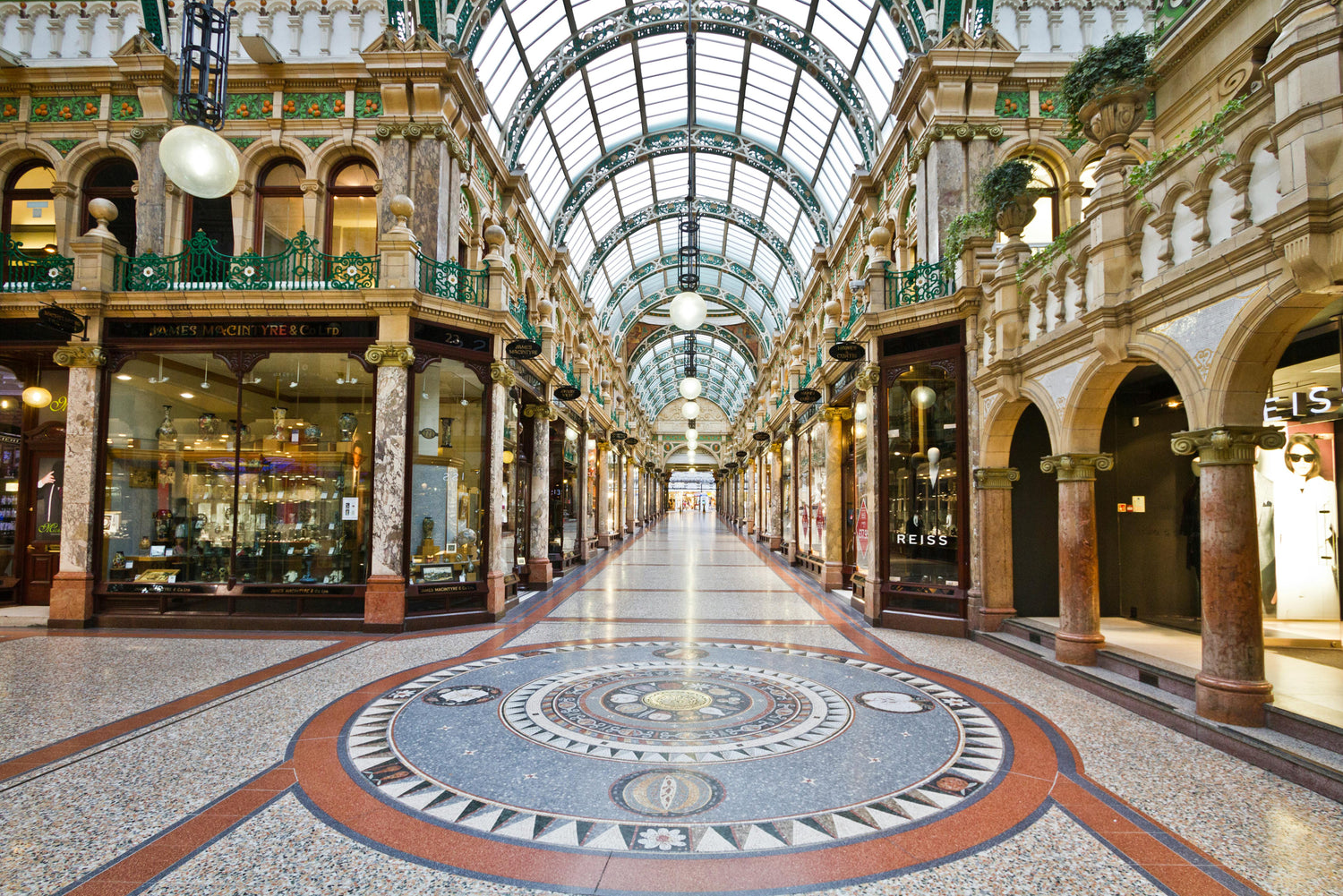 Leeds shopping arcade with treasure hunt clues as part of a Leeds adventure
