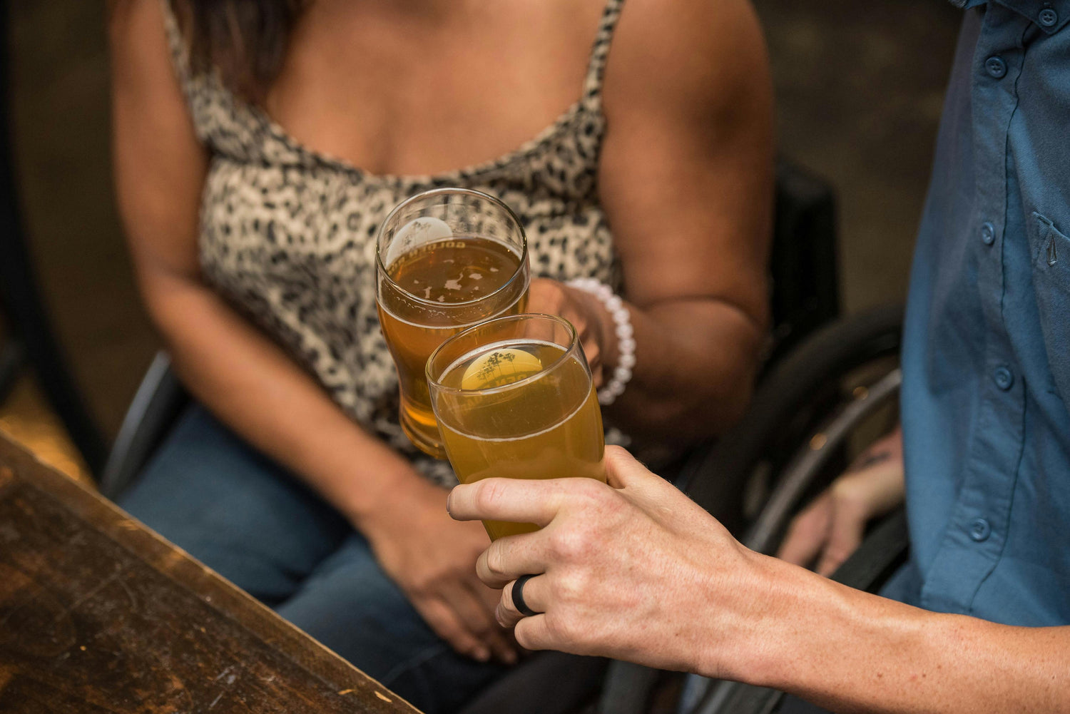 Friends celebrating in a Leicester pub after completing a treasure hunt