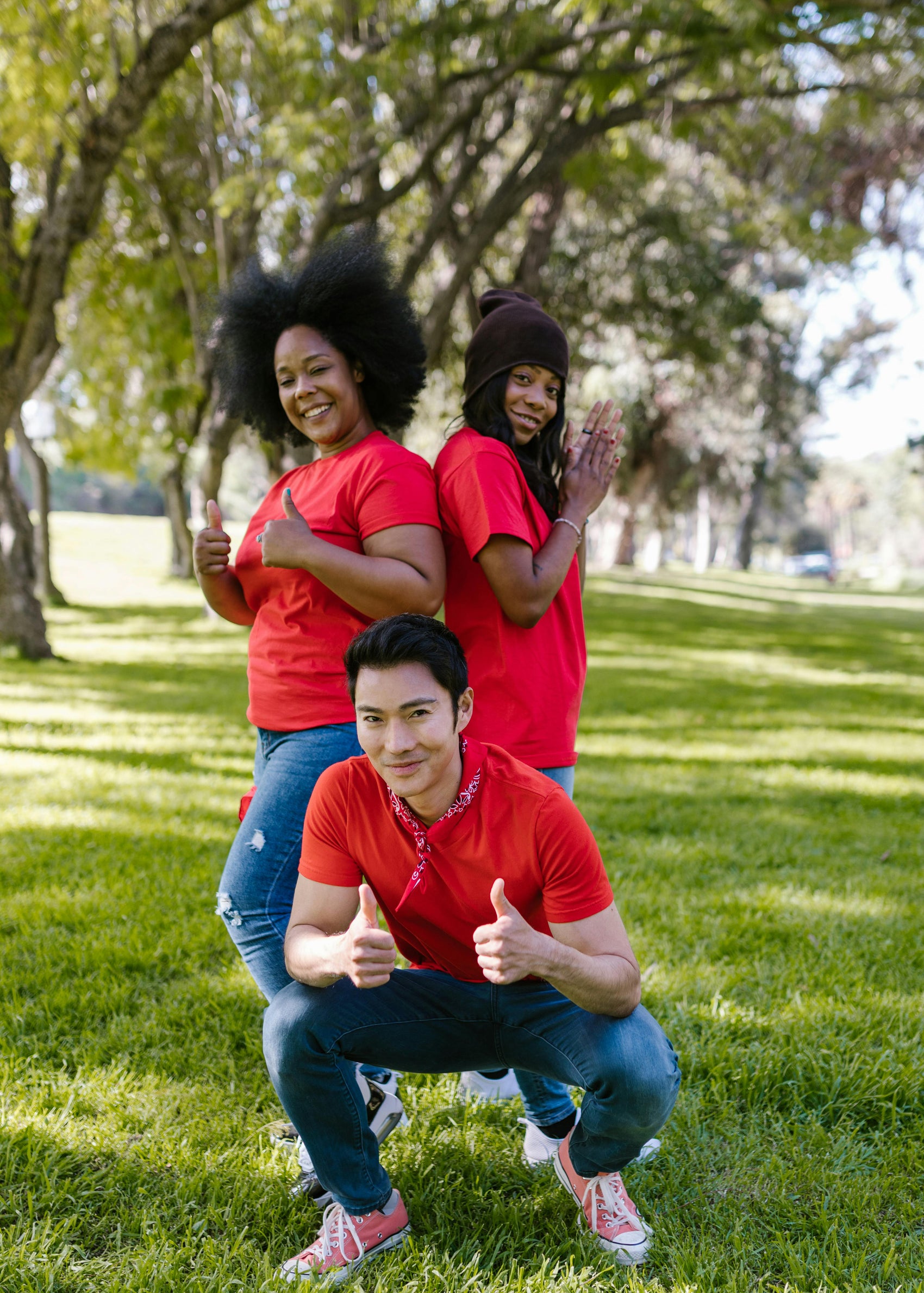 Friends enjoying an interactive treasure hunt in Portsmouth.