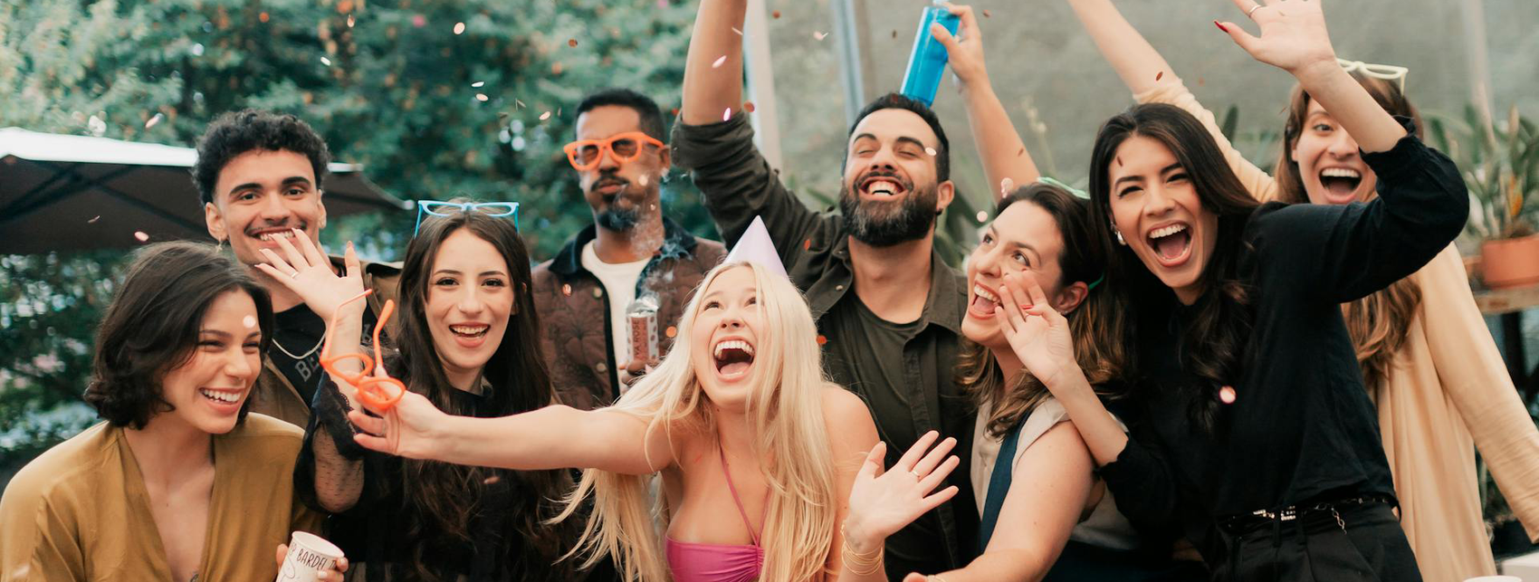 Group enjoying an interactive birthday treasure hunt game together