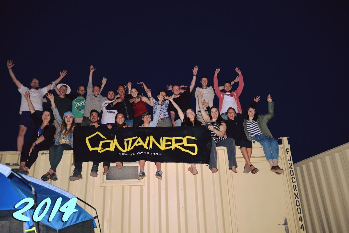 Guests enjoying Containers Hostel in Edinburgh, 2014