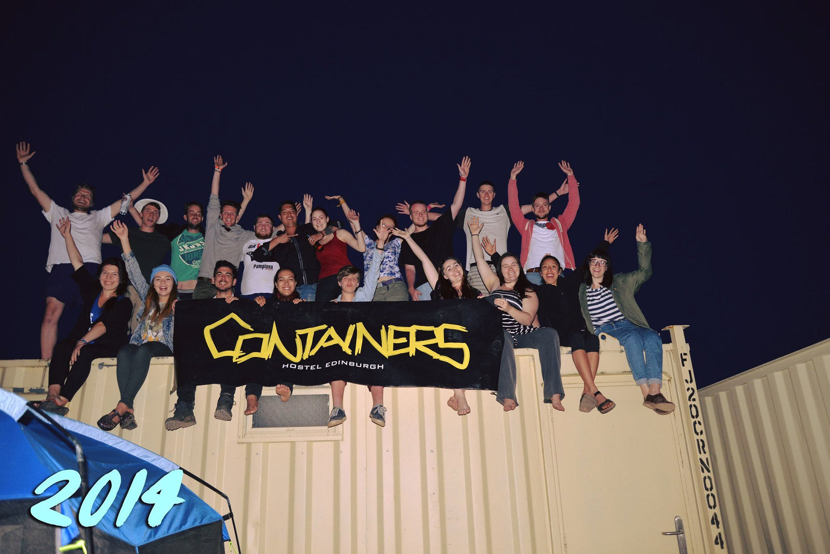 Guests enjoying Containers Hostel in Edinburgh, 2014