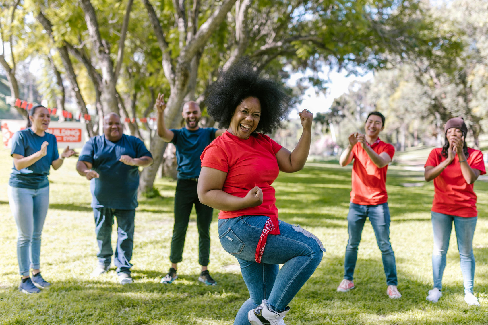 A corporate team solving clues during a London's West End scavenger hunt