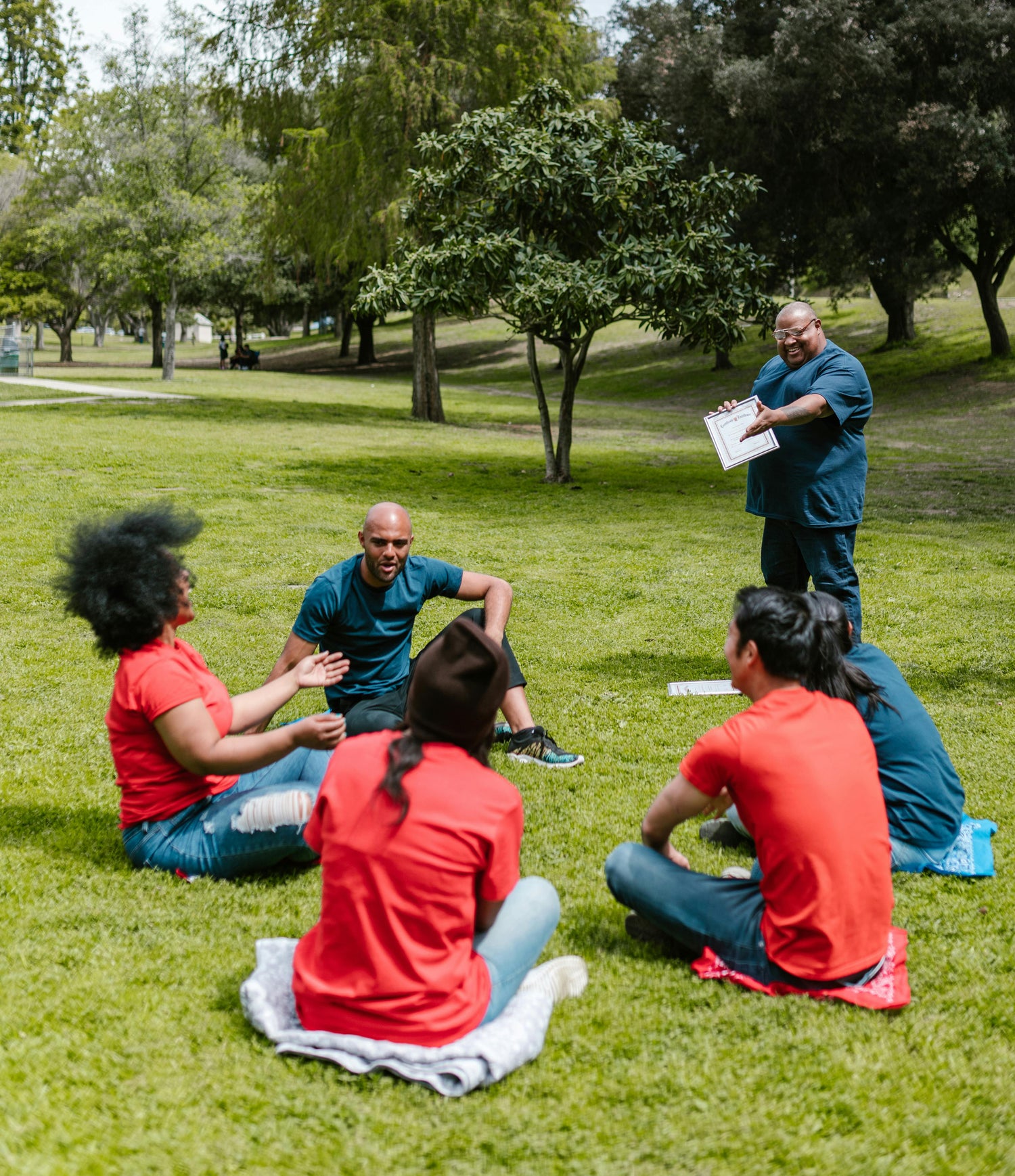 A corporate team solving clues during a Newcastle scavenger hunt