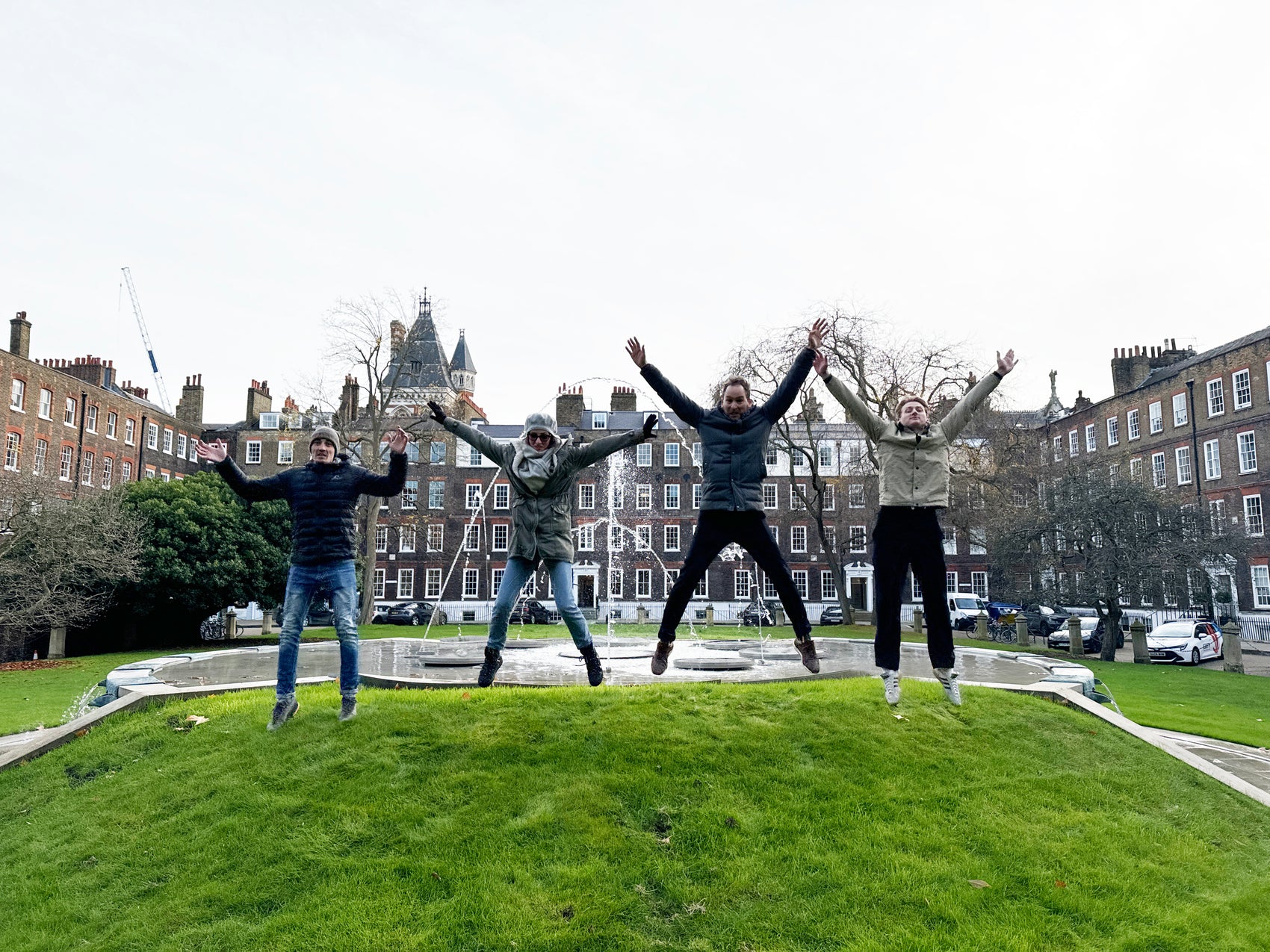 Employees taking part in a corporate team building treasure hunt challenge