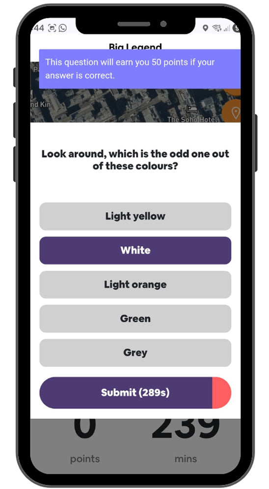 Example puzzle question on a mobile team building treasure hunt game
