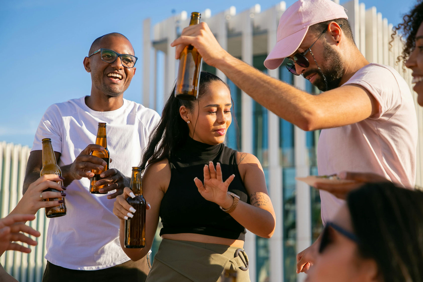 Team celebrating after completing a London's Regents Park treasure hunt