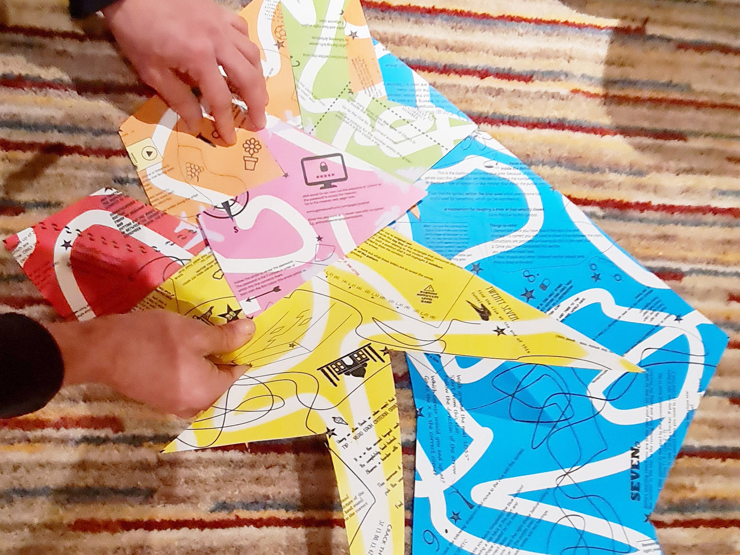 Close view of blue Puzmat layout